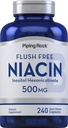 Pipping Rock Niacin 500 mg | Flush Free | 240 Capsules | Vitamin B3 补编 | Non-GMO, Gluten Free