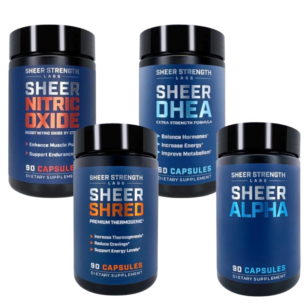 Sheer Ultimate Stack - 男子DHEA 100mg & Nitric Oxide 补充药 & Sheer Shred & Sheer Alpha