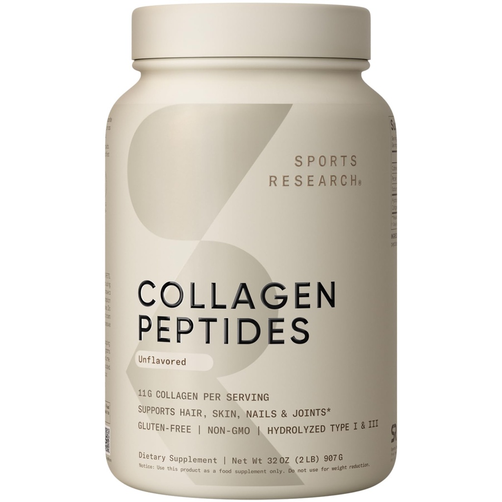 运动研究Collagen Peptides - 水解1型和3型Collagen 蛋白质补充型健康皮肤,钉子,和联合型 - 易混合重要营养素和蛋白质,女性和男性Collagen