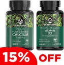PlantFusion Vegan Calcium & D3 Bundle - Premium Plant Calcium 1000mg和D3 2000IU 骨骼生长、密度和强度与免疫支持的补编
