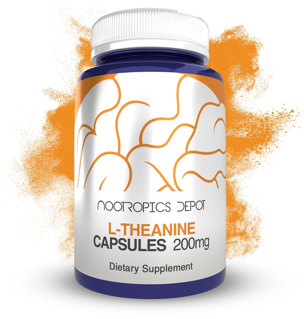 Nootropoctics Depot L-Theanine Capsules 200 mg(180 count) |促进放松 |支持健康应激水平 + 睡眠周期 |促进认知功能 + 焦点 |氨酸补充剂