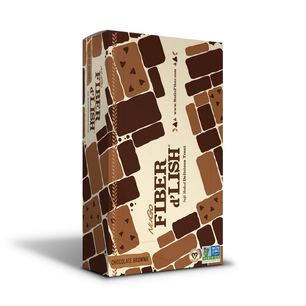 NuGo Fiber d'Lish巧克力 Brownie, 12g 高纤维, Vegan, 150卡罗里, 16 计数