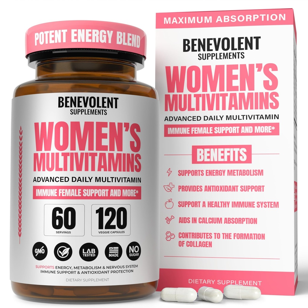 妇女多维生素 -- -- 能源、豁免和女性支助的补编 -- -- 妇女每日用生物素、钙、镁 -- -- 非GMO、蔬菜妇女的多维生素 -- -- 120帽