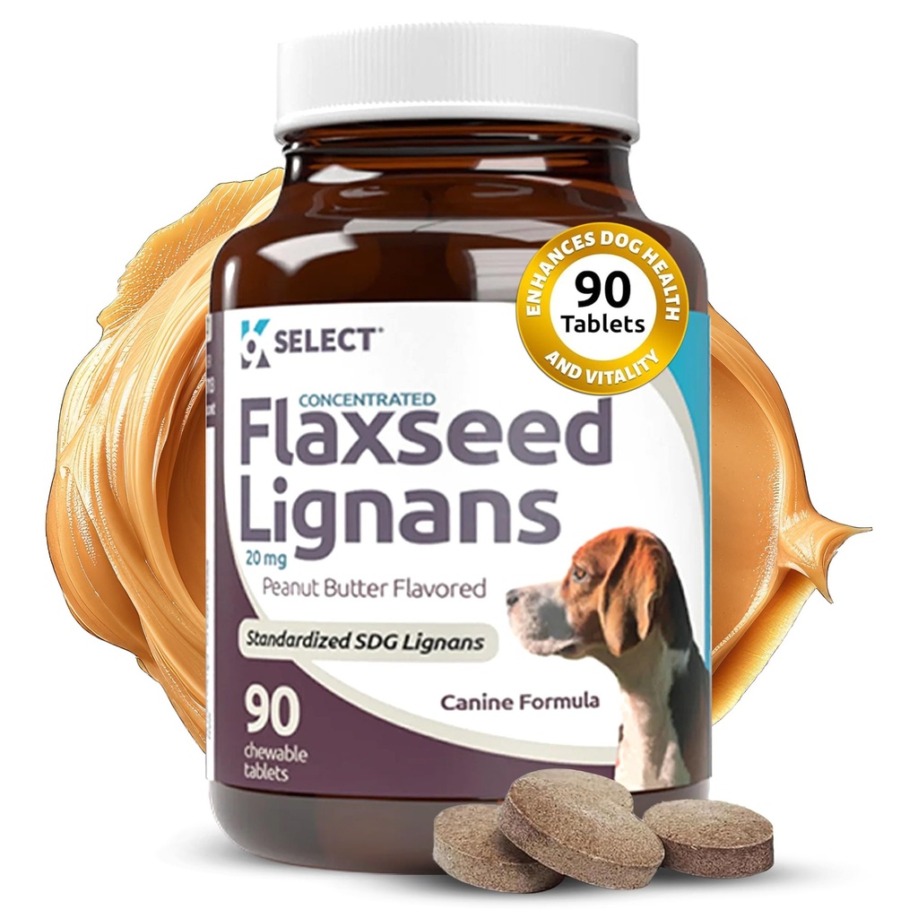 K9 为狗选用Flaxseed Lignans , 20mg 90 片,花生酱 Flavored Chewable, Impove Coat