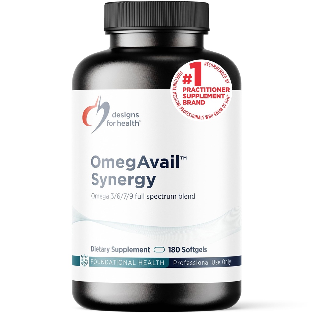OmegAvail健康协同设计 - Omega成人综合体 - Omega 3-6-7-9 来自Borage和Macadamia Oil + Triglyceride(TG)的脂肪酸与DHA和EPA(180软胶)
