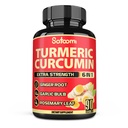 Satoomi 6in1 Turmeric Crucumin 补充剂 - 3个月供应 - 95% Crucuminoids 配有姜根,大蒜块,Rosemary & Black Pepper - 90 Capsules