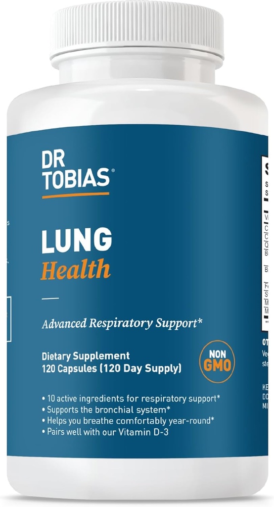 Tobias Lung博士,配有维生素C、Butterbur、Quercetin & Bromelain、Bronchial & Respirate System的高级肺脏清洁除毒公式,Non-GMO,120 Capsules,120服务