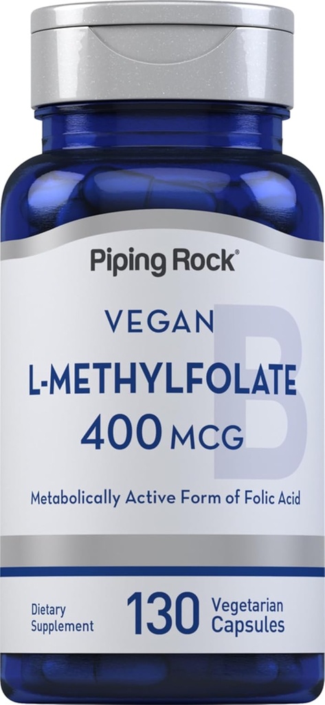 (原始内容存档于2019-09-21) (英语). Piping Rock L MethylFolate Supplement | 400 mcg | 130 Capsules | Vegetarian, Vegan | Non-GMO, Gluten Free