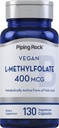 (原始内容存档于2019-09-21) (英语). Piping Rock L MethylFolate Supplement | 400 mcg | 130 Capsules | Vegetarian, Vegan | Non-GMO, Gluten Free