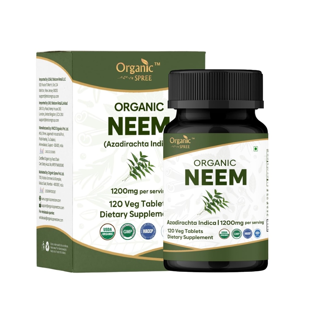 Neem 120平板电脑 – Azadirachta Indica (Neem) – UDA 有机认证 – 健康皮肤 – Detox – 饮食补充 - 120tab