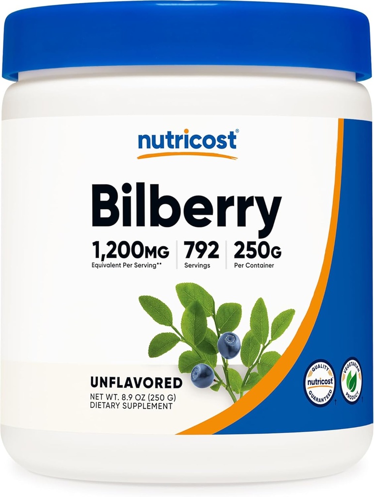营养成本 Bilberry粉末 250 克 -- -- 格鲁滕免费和非GMO