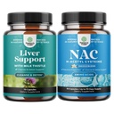 肝脏清洁解毒和修理公式和NAC 补充 N-乙酰Cysteine 600mg - 配有牛奶硝酸盐的草药肝脏支持补充剂 - 高吸收 NAC 600 mg Capsules Glutathione