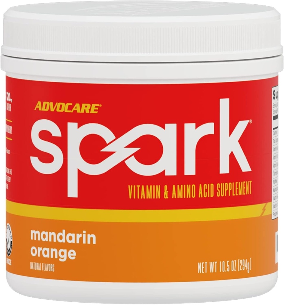 AdvoCare Spark - 能量饮料混合剂 - 维生素和氨基酸补充剂 - 支持能量和焦点 - 便携式免疫支持 - 无糖 - 普通话橙(10.5 oz)