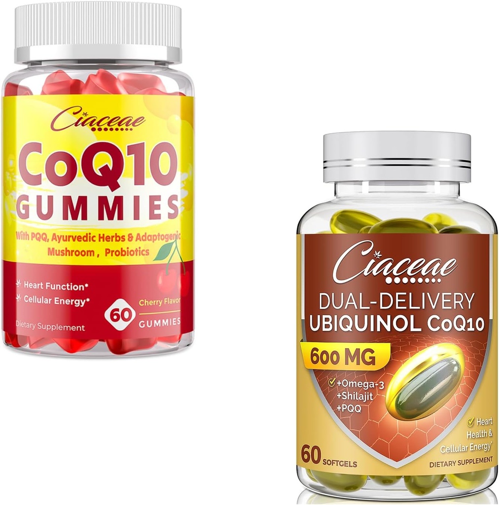 Ubiquinol CoQ10 600 MG 60 软胶盒与 CoQ10 Gummys 400 MG 60 计数