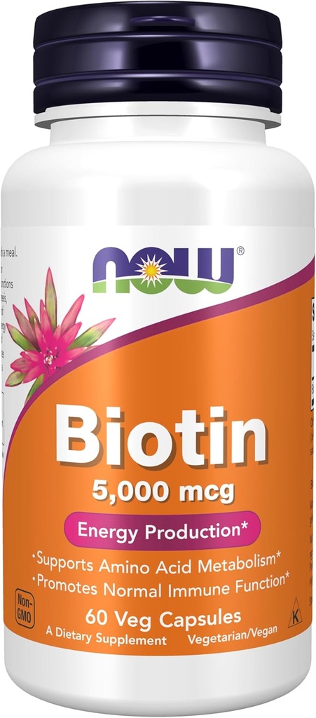 现在食品补充品,生物锡5 000毫克,氨基酸代谢*,能源生产*,60Veg Capsules