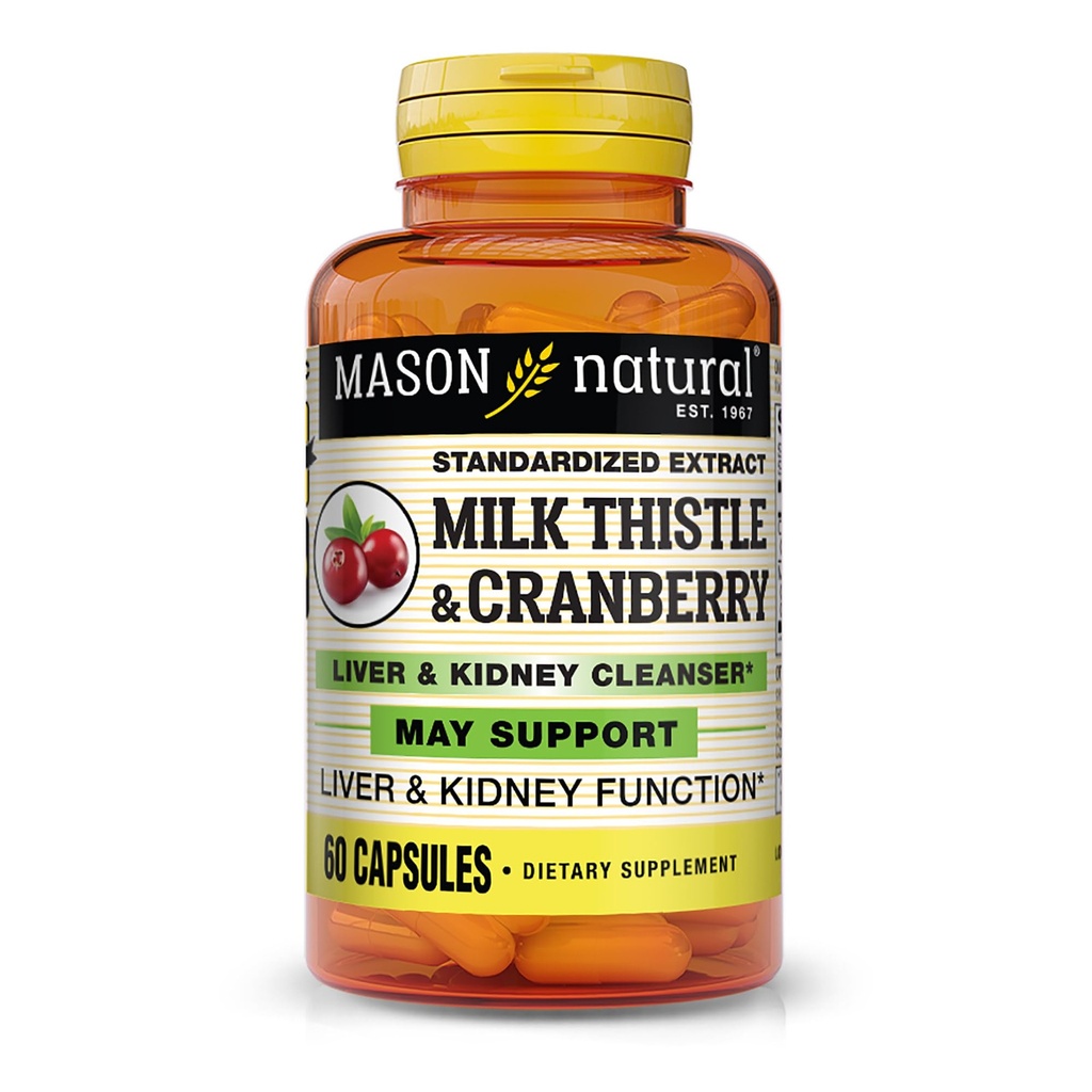 MASON NATURAL 牛奶 This/Cranberry Liver & Kedney Cleanser - 支持健康生 & Kedney 函数,清洁和解毒,60卡普尔