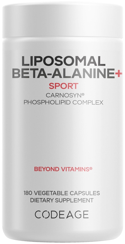 代码 Liposomal Beta-Alanine 补充 - CarnoSyn Beta-Alanine - 2-Month 供应 - Liposomal 交付 - 工作前、工作后和体育补充 - 非GMO - 180 Capsules
