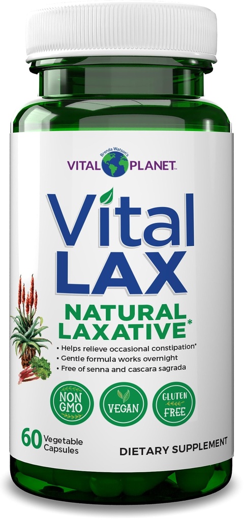 生命星球 - 维他命Lax 天然 Laxative cleanse 补充偶发便秘,配有氢氧镁,滑石榆,阿罗,和Triphala以支持Bowel Regularity 60 Capsules