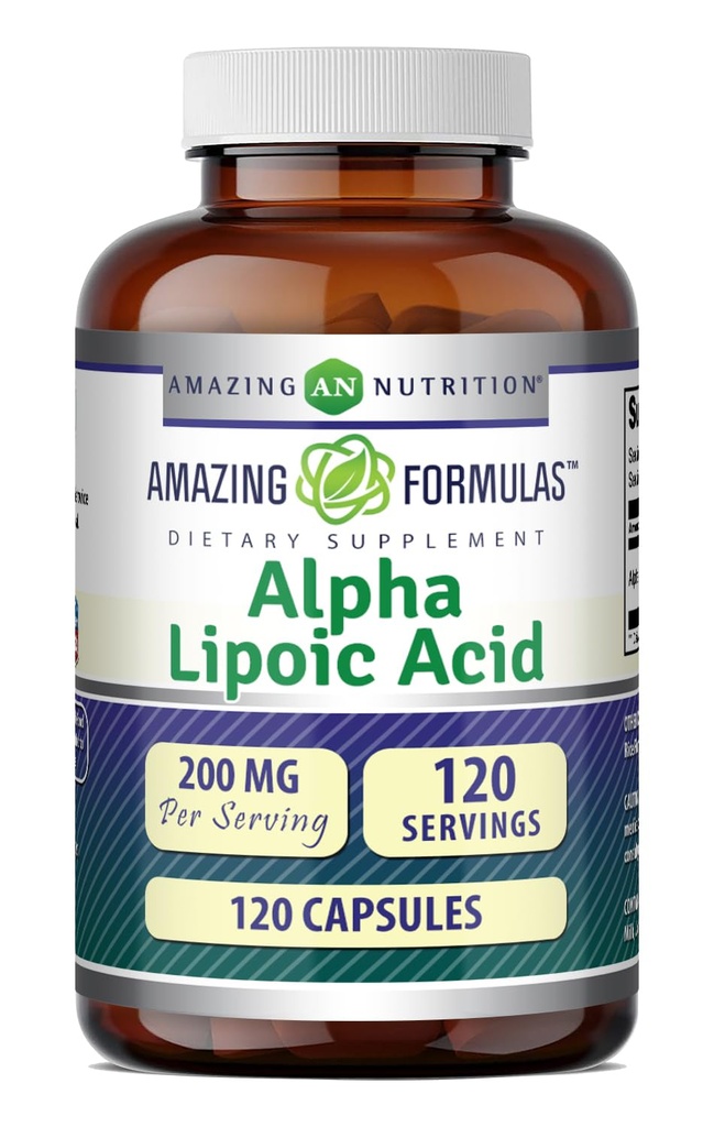神奇的Alpha Lipoic Acid → 200 Mg 氨基酸补充 → Capsules → Non-GMO → Gluten - Free → → 美国制造(1 Pack → 120 Counter)