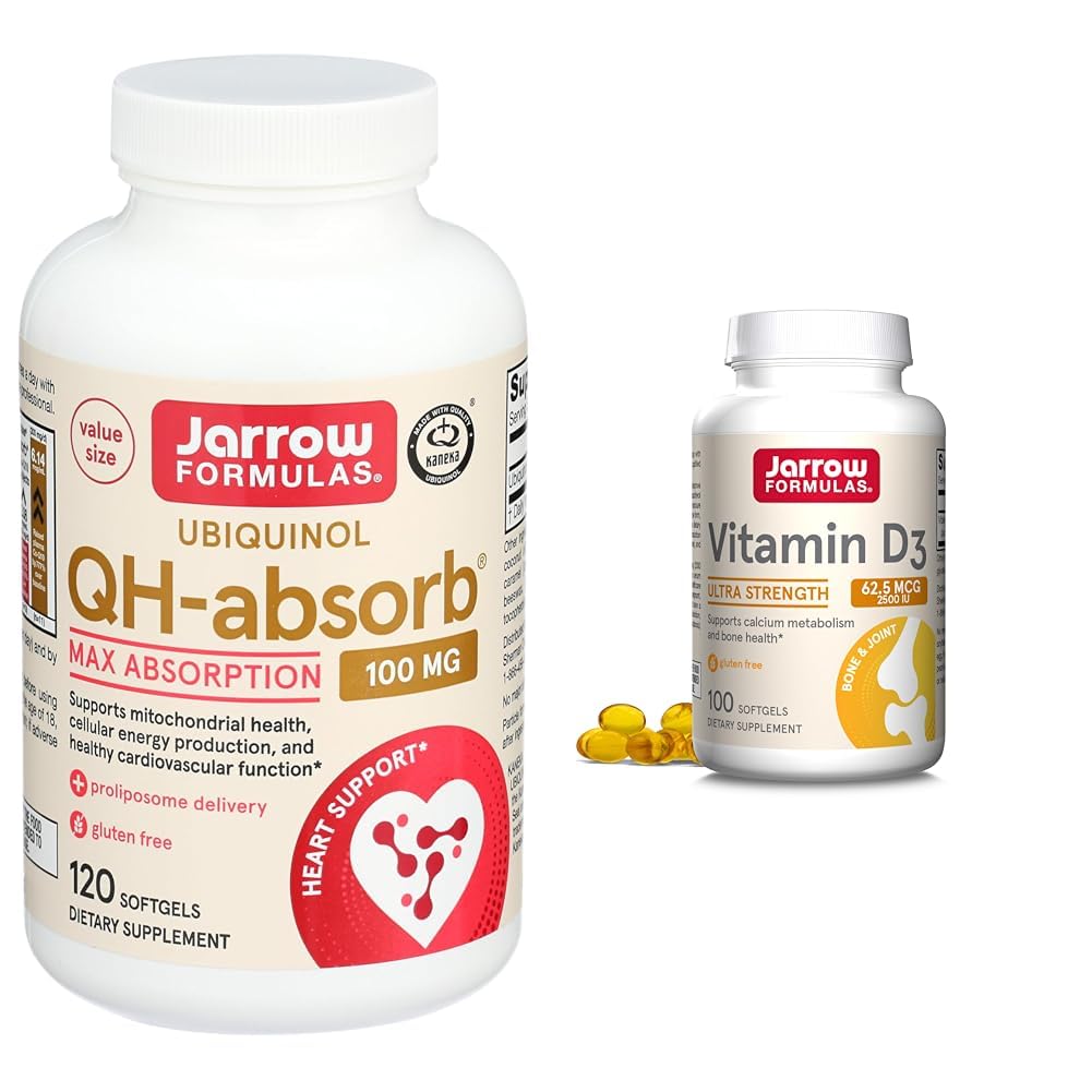 Jarrow公式 QH-Absorb 100 mg 最大吸收 - CoQ10 Ubiquinol & Vitamin D3 62.5 mcg(2,500 IU) - 100 services (Softgels)