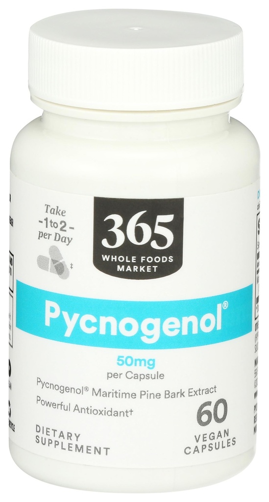 365 由全食品市场, Pycnogenol 海洋松木条提取, 50 mg Vegan Capsules, 60 Counter