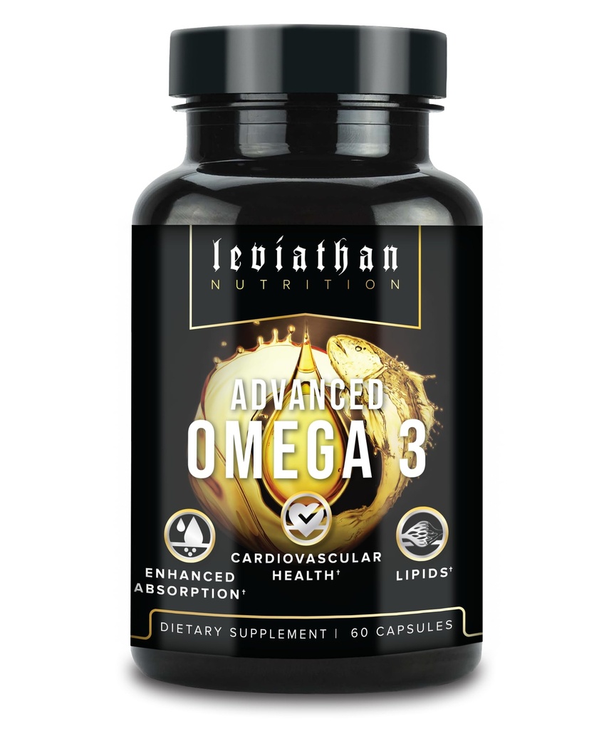Leviathan鱼油 Omega 3 Capsules | Premium 挪威Omega 3 鱼油换心脏,大脑,和免疫支持 |高级吸收三强鱼油补充剂 - 免费形式 EPA & DHA