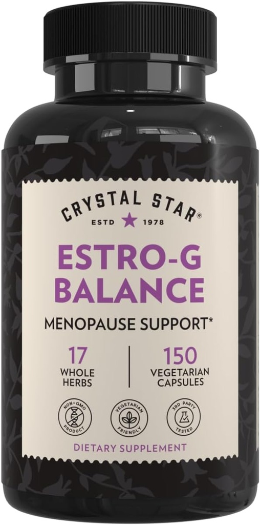 Crystal Star Estro G 平衡增生(150 Capsules) – 草本更年期支持黑科霍什,雷曼尼亚,达米安娜和利科里斯 – 蔬菜与非GMO