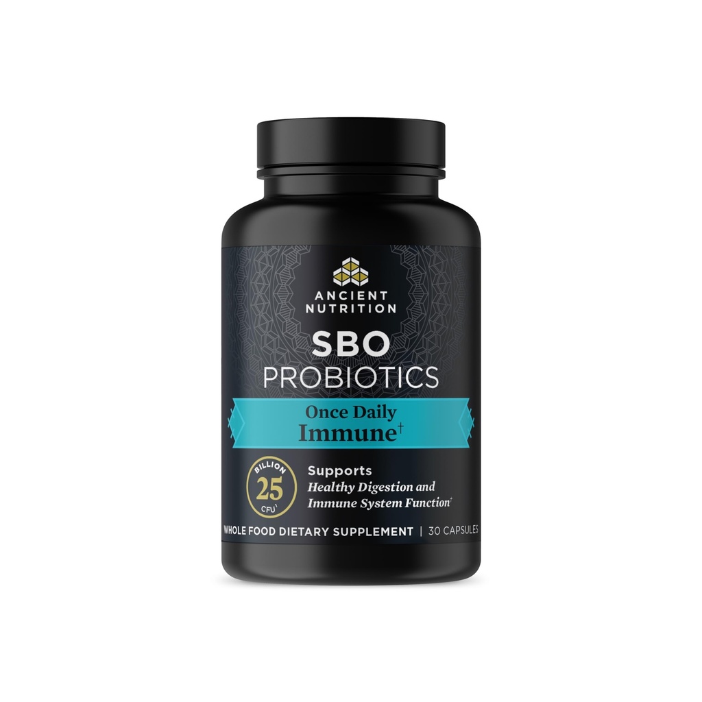 用于免疫支持的古营养原生素,SBO Once Daily Probiotics with Vitamin C and Vitamin D, 用于健康消化和免疫系统功能支持的30Ct, 25亿CFUs*