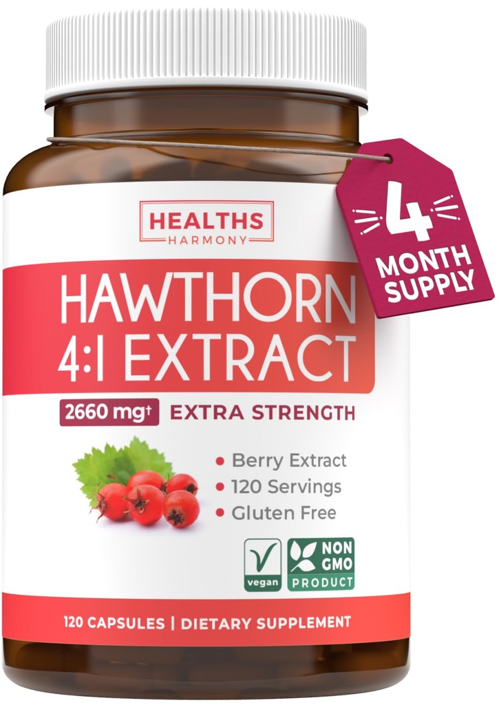 超有潜力的Horn Berry Capsules - 霍桑Berry从超强集中力制造的辅助剂,支持心脏和消化健康 - Vegan Non-GMO & Gluten Free (4个月供应)