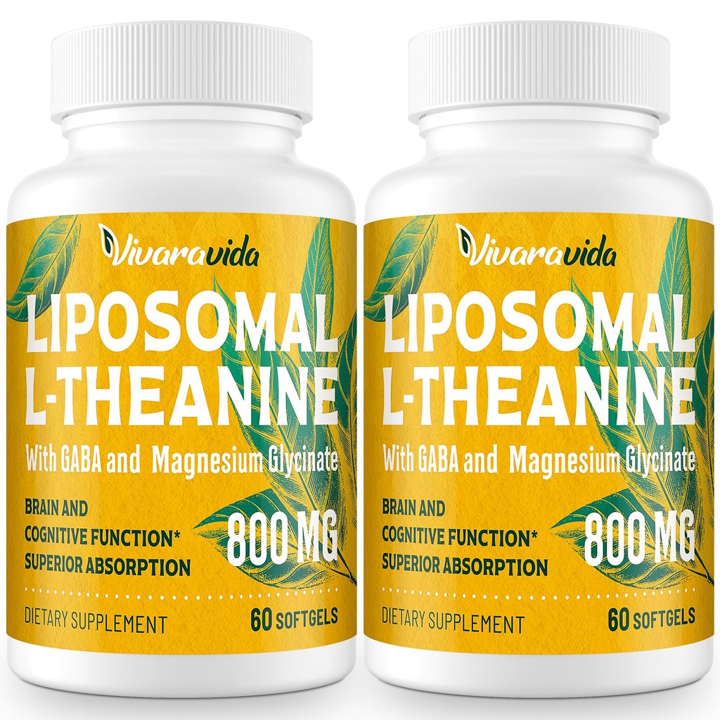 L-Theanine 800mg 配有 GABA 和 甘油镁-天然化合物、睡眠和放松(120软胶)