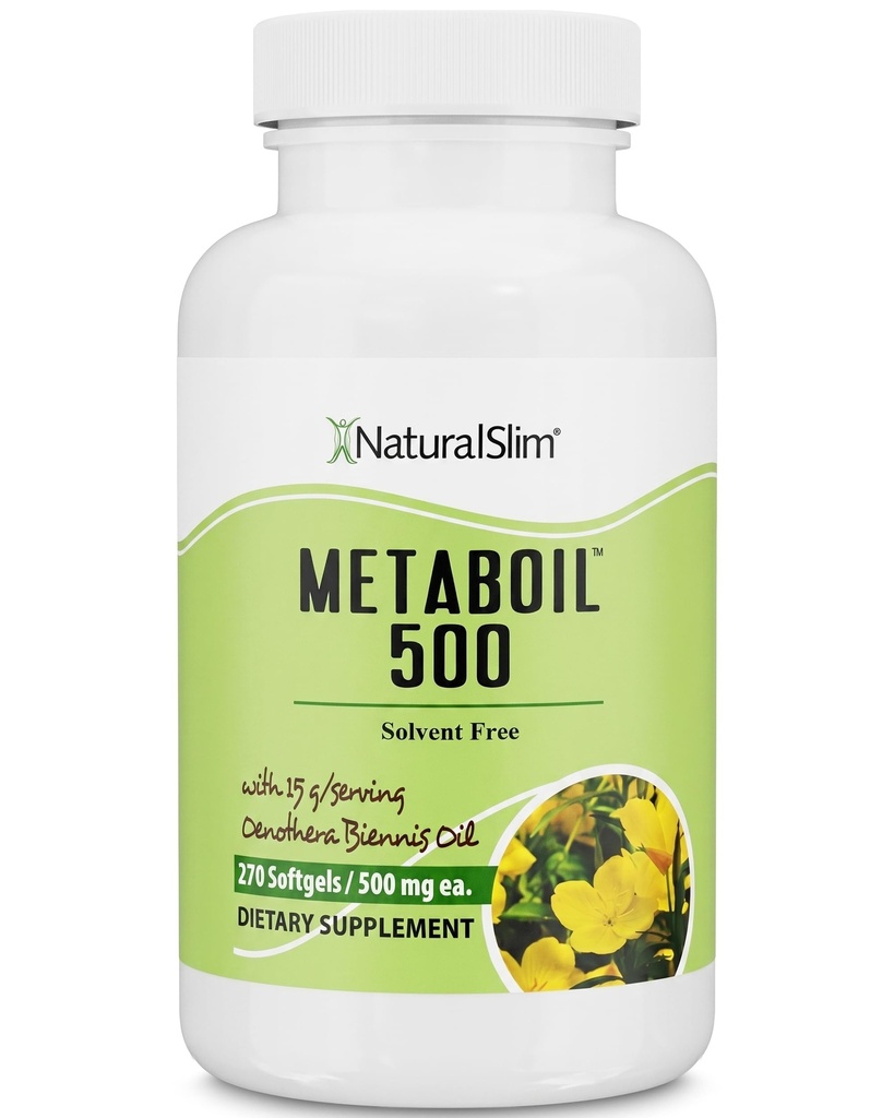 NaturalSlim Evening Primrose Oil for Women 1500mg from Cold pressed Oil - Metaboil 500 GLA 补充伽玛利诺酸促进妇女健康、代谢、心脏和皮肤健康270软胶