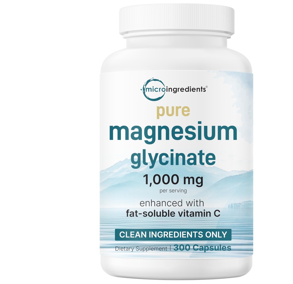 纯镁甘油1000mg,300 Capsules 100% Chelated for Max Absociation 支持睡眠,肌肉,心脏和神经健康 → 增强维生素C → 仅使用活性成分