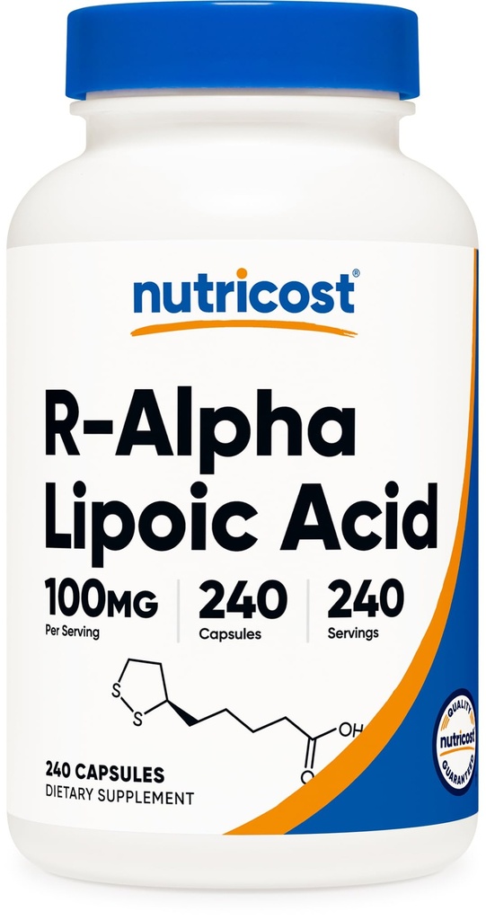 营养成本 R-Alpha Lipoic Acid 100mg, 240 capsules - Veggie Caps, Vegan, Non-GMO, Gluten Free
