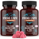 YUM-V's Calcium, Magnesium, Zinc & Vitamin D Gummys, Cal Mag Chewable 补充, Vegetarian Kosher Halal 天然Raspberry Flavor Gummys for 成年女性和男性 - 90 counter (Pack of 2).