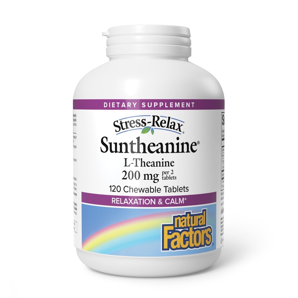 自然因素 Suntheannine L-Theannine 100 mg - 平静展望的健康补充 - L-Thenine 补充支持放松睡眠和助剂抗累 - 120块可嚼药片(60枚)