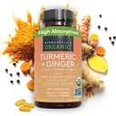 Viva Naturals Organic Turmeric和Ginger 配有黑辣椒提取剂供联合支持-每服1,450毫克 Turmeric Ginger Pills配有150毫克的Turmeric 标准化为95%的Curcuminoids
