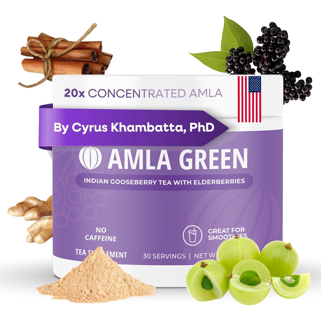 Amla Powder & University Blend Superfood Supplement 配有 20x 超集中 Amla, 免疫支持, 配有 姜汁, 肉桂, 辣椒薄荷, 印度鹅莓, 豁免, 30种服务