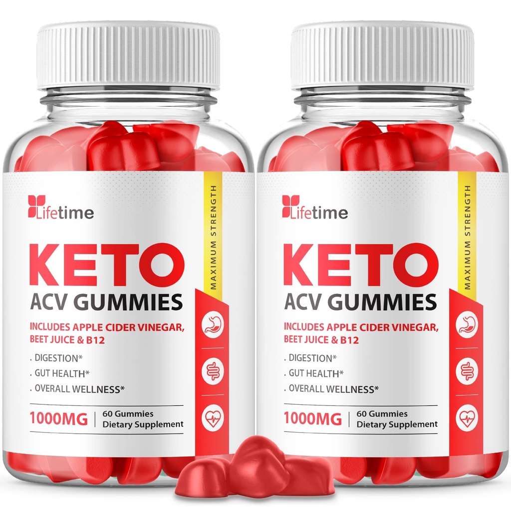 (2 Pack) Life Time Keto Plus ACV Gummys - 官方配方,Vegan,Non GMO - Life Time Keto acc Gummys, 生活时间 Keto Gummys with Apple Cider Vinegar, Vitamin B12,石榴汁(120 Gummys)