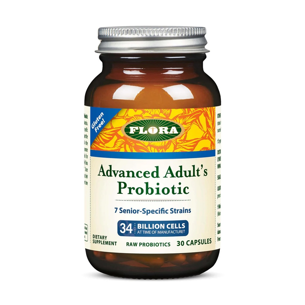 Flora - 高级成人的Blend Probiotic, 七种高级特异性草原, Gluten Free, Raw Probiotic 有34亿个细胞, 30个卡普尔
