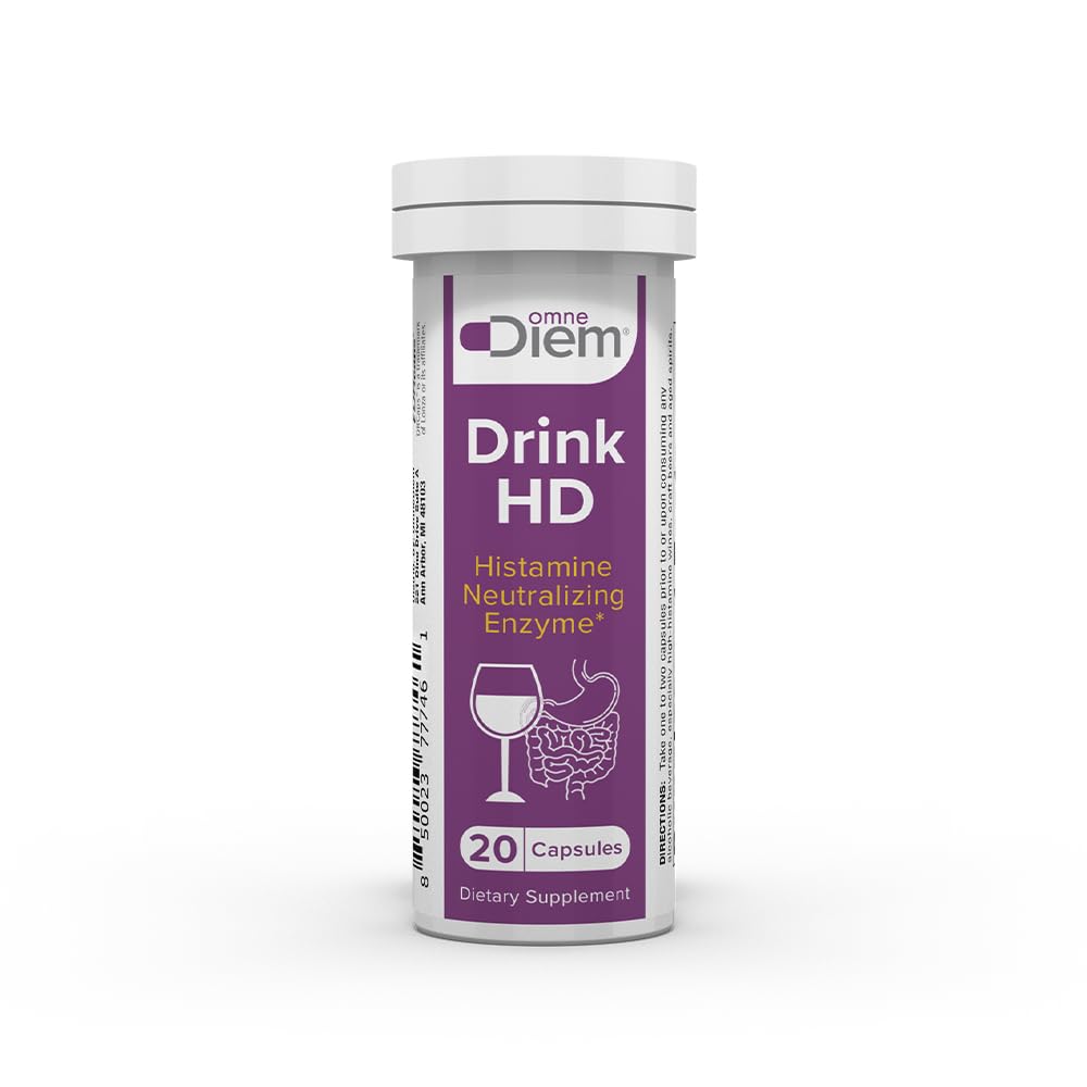 Omne Diem 饮用 HD 饮食补充:天然西胺中和和消化酶 – Diamine Oxidase DAO, 20 Capsules