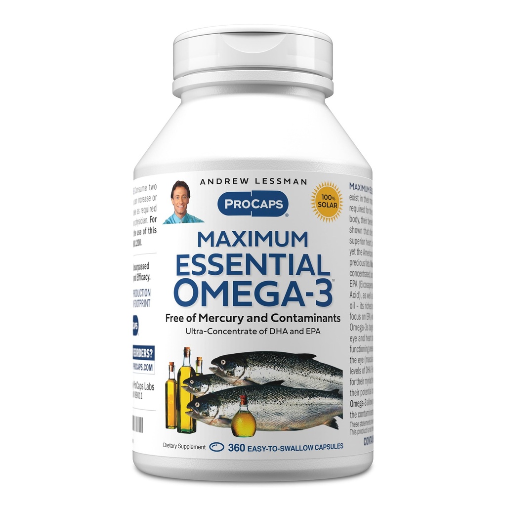 ANTREW LESSMAN 最大基本 Omega-3,360软胶 - Ultra-Pure Omega-3 鱼油 1200 mg-HA,无汞补充-Small,易吞鱼油盖