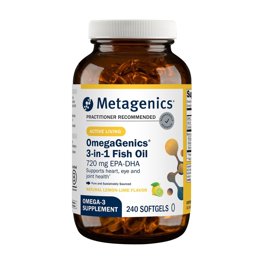 OmegaGenics 鱼油 EPA-DHA 720 mg - Omega-3 鱼油补充剂 - 高概率 - 用于心脏健康,肌肉骨骼健康和免疫系统健康* - 与DHA & EPA - 240软胶