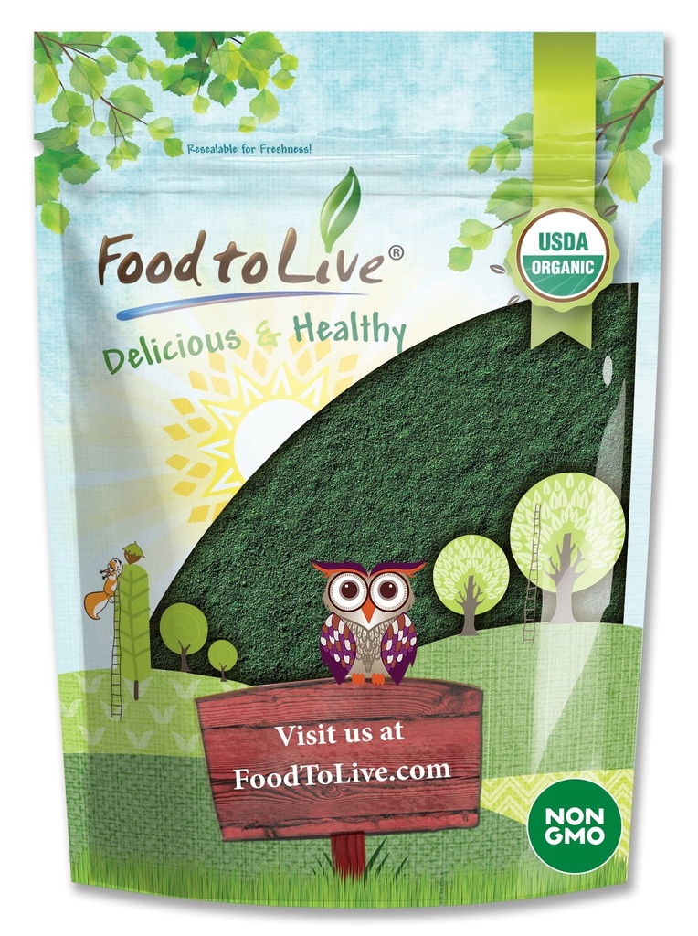 活性有机螺旋藻粉,1英镑 – 非GMO,科舍尔, Raw Blue-Green Algae, Vegan Superfood, Bulk, 非辐照, Pure Vegan 绿色蛋白, 富含维生素和矿物质, 极适合饮用