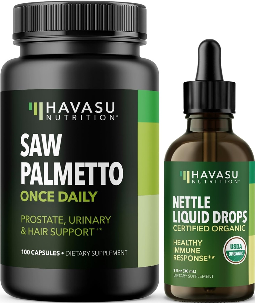 HAVASU 营养刺痛网叶提取液滴(60架)和Saw Palmetto Capsules(100架)