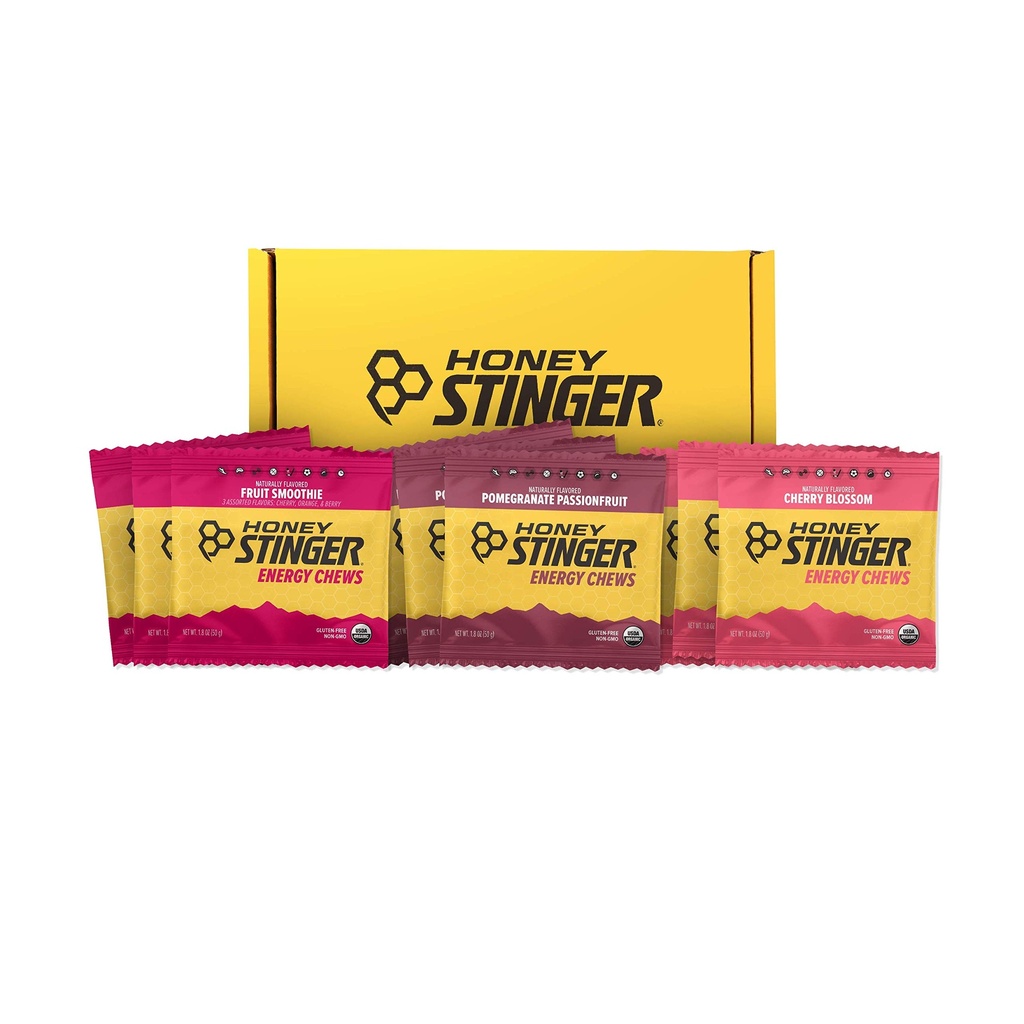 Honey Stinger Organic Energy Chew Varige Pack QQ 3 Pack 果实滑冰、石榴派松果和樱桃派松果 QQ Gluten Free & Cafeine Free QQ 全民运动营养
