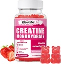 ElevateLife Creatine Monohydrate Gummys 5000mg for Men & Women, Chewables Creatine Monohydrate for Muscle Force, Muscle Builder, Energy Boost, 预工作补充(90个计数)-草莓