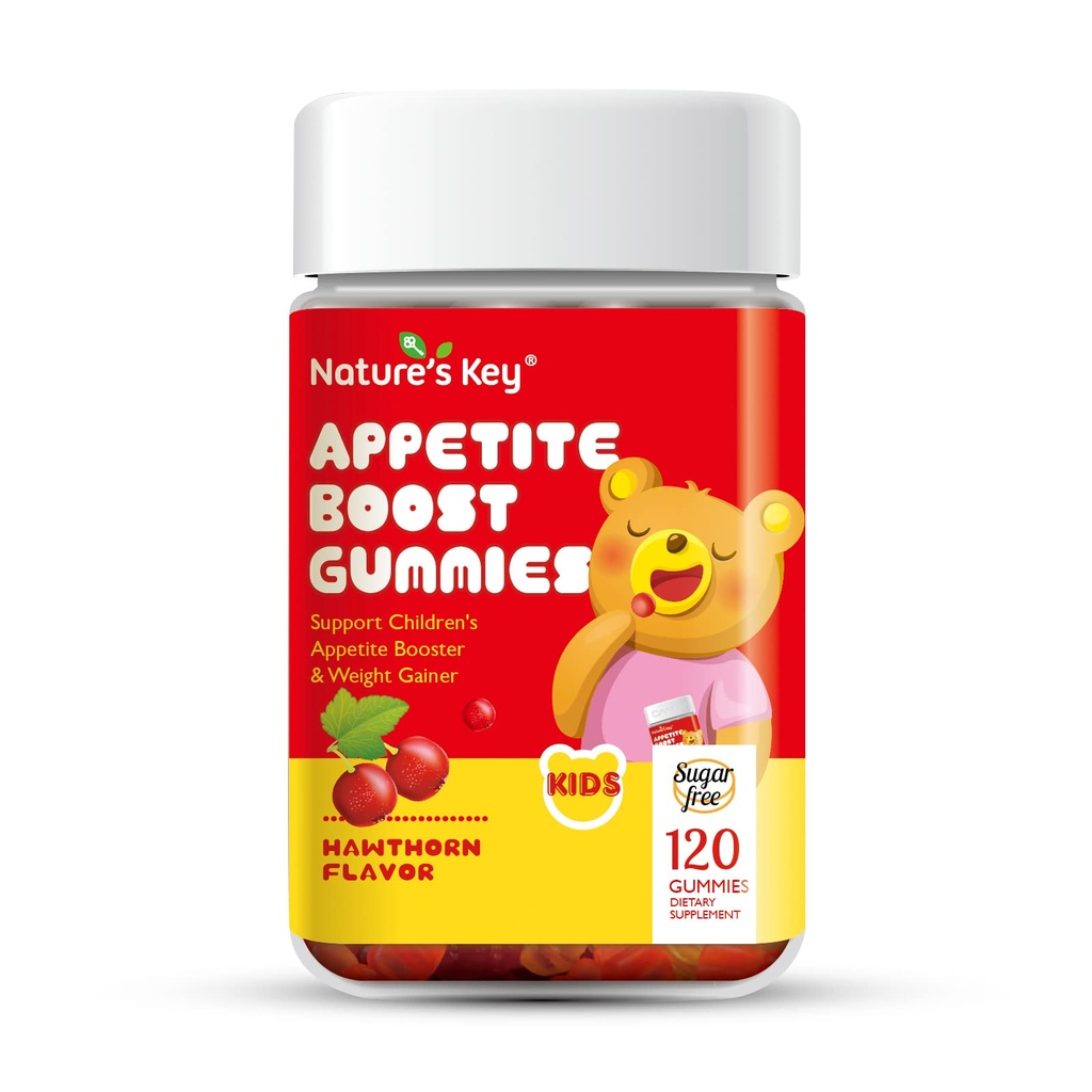Nature's Key Appetite Booster Gummys - 供孩子们多吃,支持Appetite兴奋剂和重量增益剂 - Hawthorn Flavor (120 count, pack of 1)