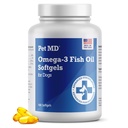 Pet MD – Omega 3 Fish Oil for Dogs – Skin and Coat Supports for Dogs – 180 Softgels (英语) (英语).