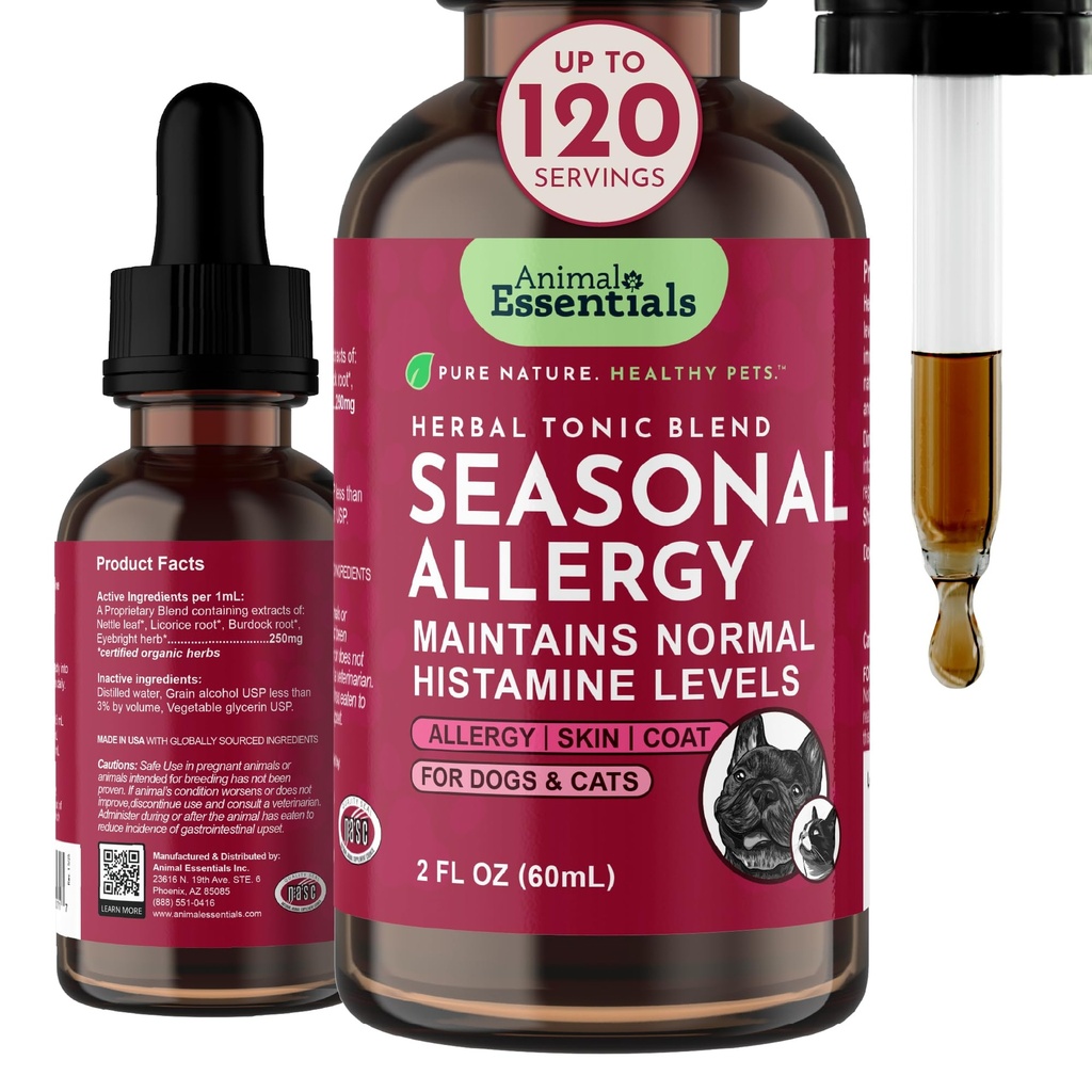 季节性过敏 -- -- 与Nettle Leaf、Eyebright Herb、Licorice和Burdock根、狗和猫的草药配方、有机草药、天然维生素和矿物配方 -- -- 2 floz