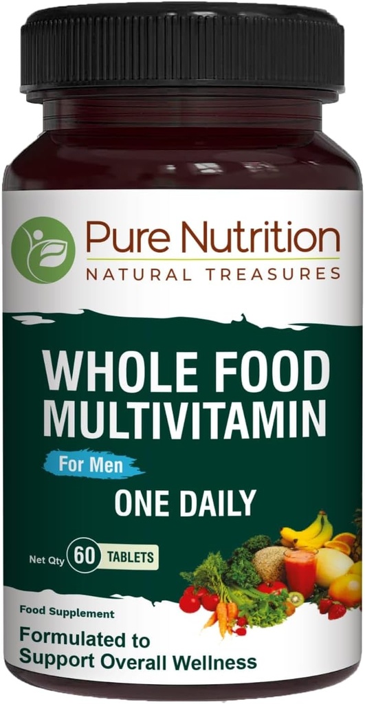 纯营养全食品 男性的多维他明 60 Tabs – One-A-day – 100% RDA – 24 天然维生素和矿物 – 所有天然植物 男性多维他明 – 2个月供应量